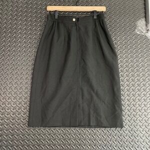 Vintage Block Island Petites by Marina‎ Pappas Midi Pencil Skirt Black Women's 8